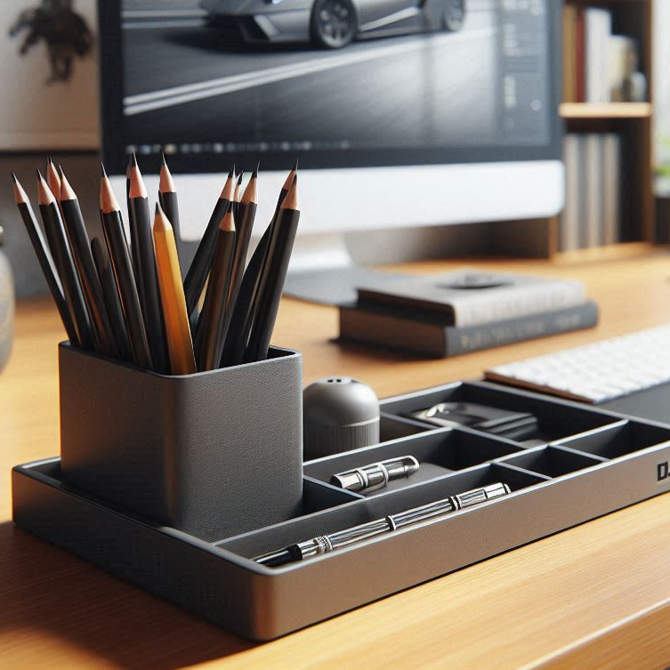 Organizador de Escritorio Moderno con Bandeja y Porta Lápices