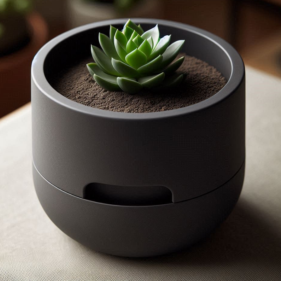 Macetero para suculentas de riego automático diseñado