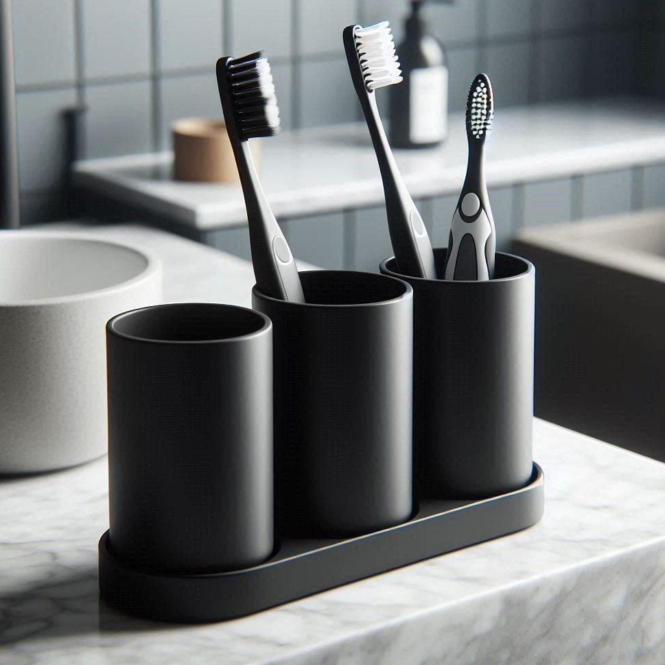Diseño de Juego de Soporte para Cepillo de Dientes con 3 Tazas