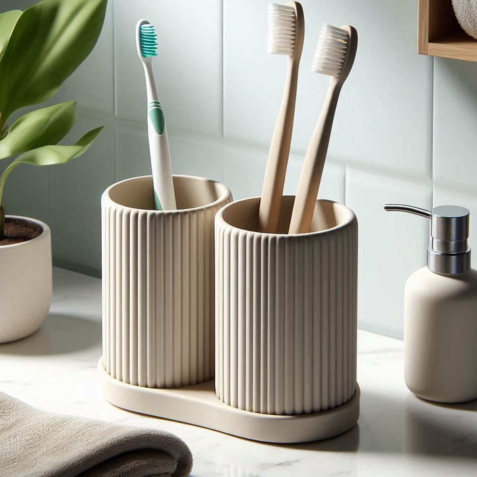 Conjunto de portacepillos de dientes con nervaduras dobles